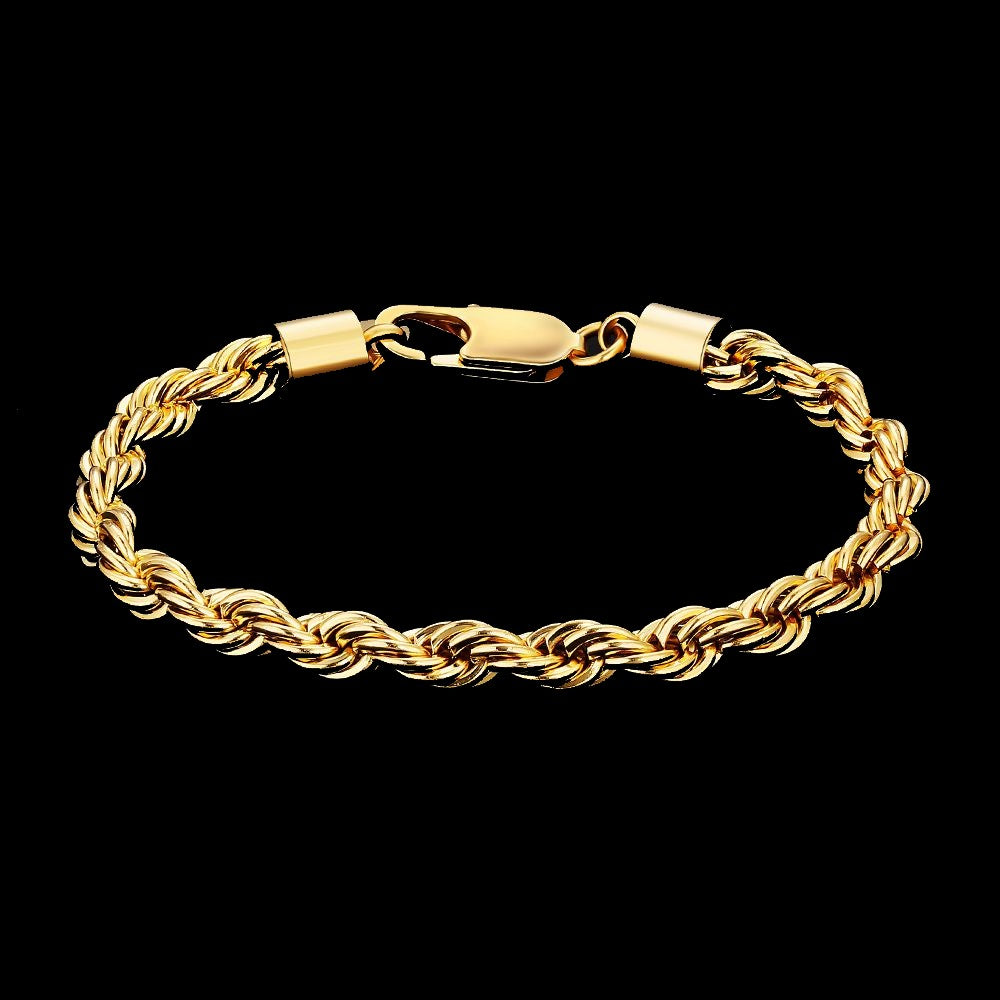 6mm Rope Bracelet - Yellow Gold 9”