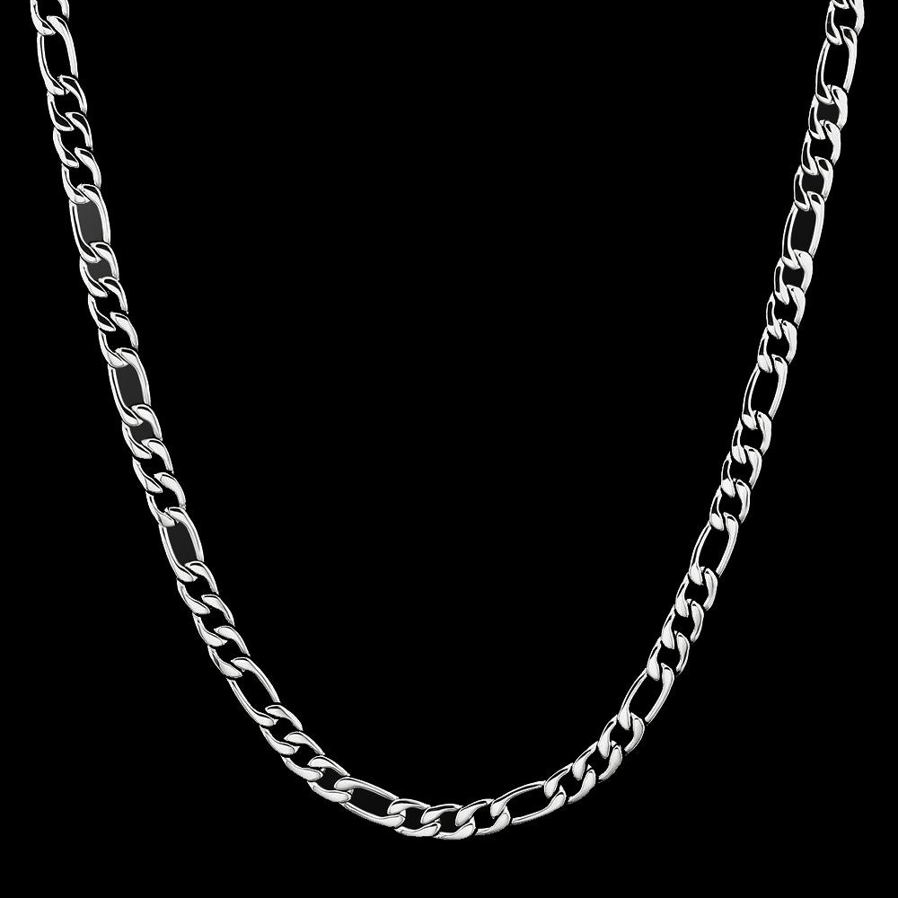 7MM Figaro Chain - White Gold