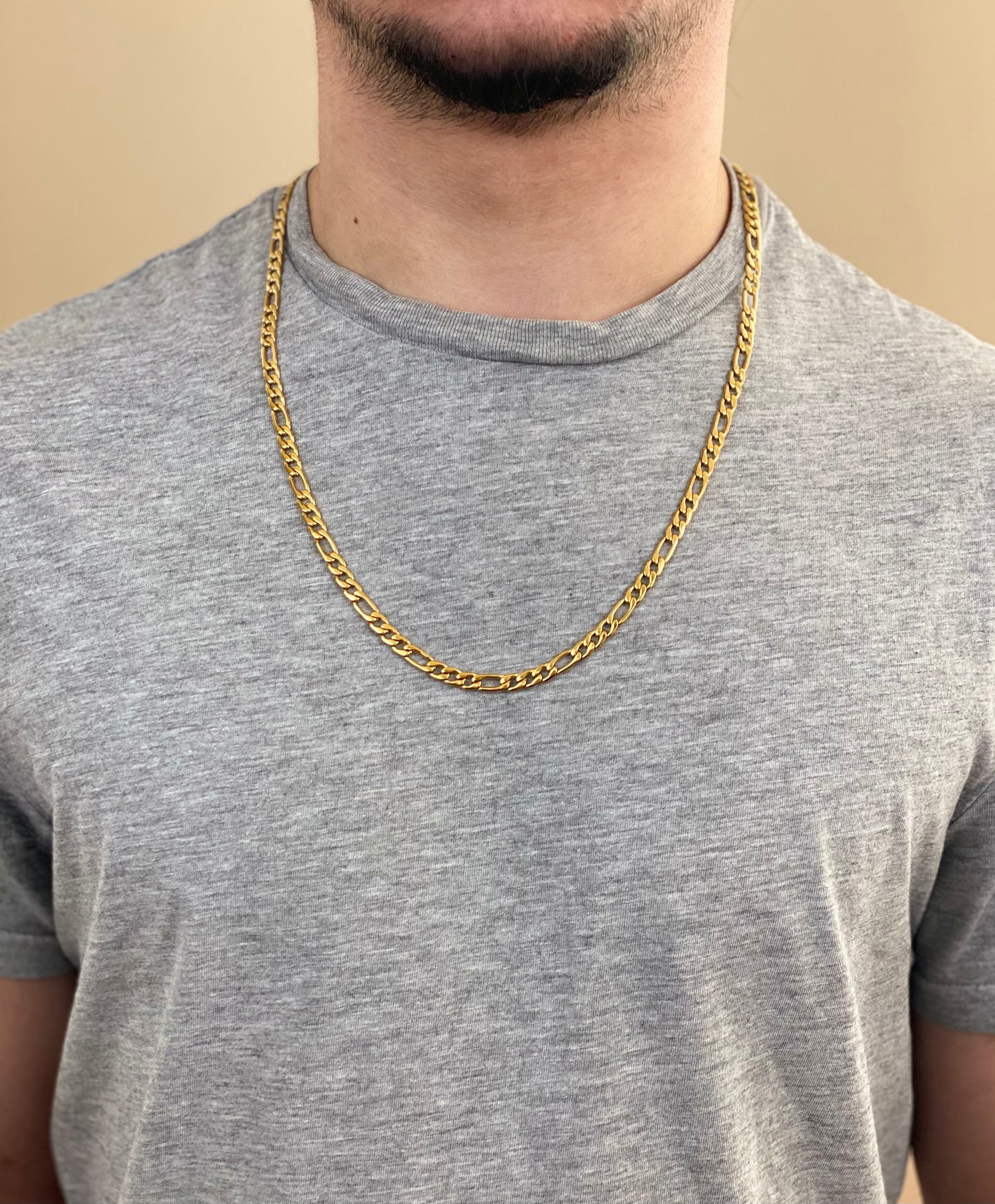 Men's 14k Solid Yellow Gold Figaro Chain Necklace - Gold chain, figaro  chains, real Gold chain (23