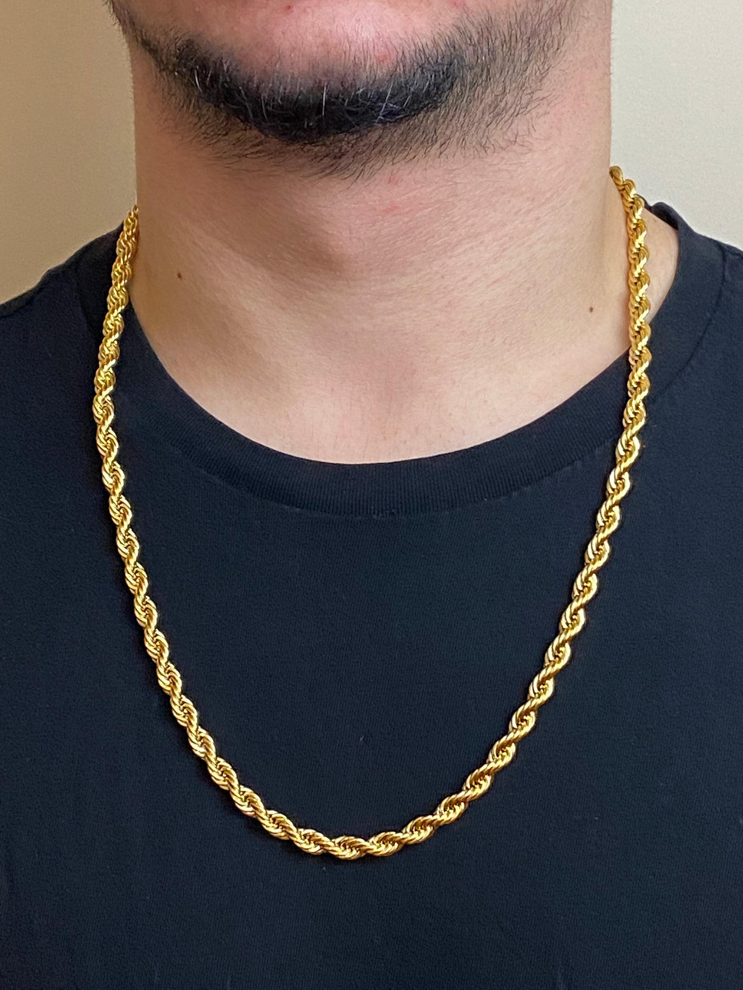 6mm Rope Chain - Yellow Gold 22”