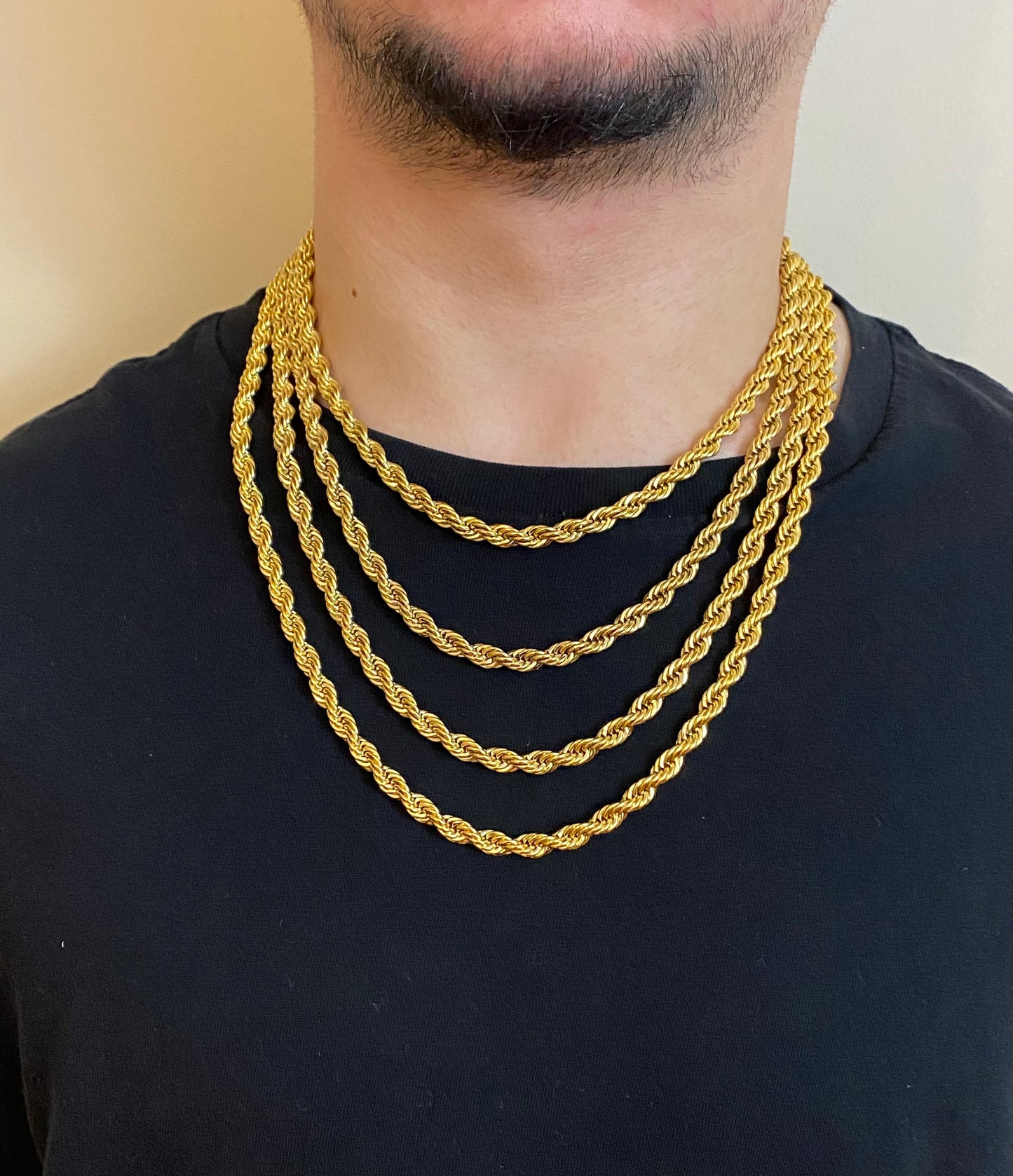6MM Rope Chain + Bracelet - Yellow Gold