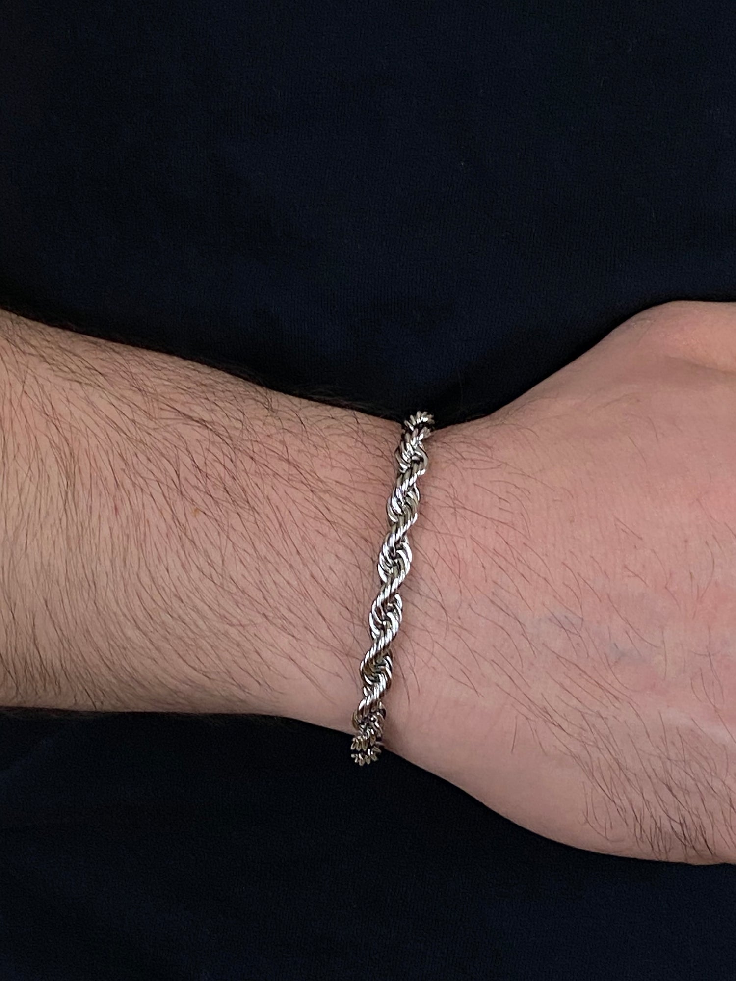 Amazon.com: Solid 14k White Gold 5.5mm Diamond-Cut Rope Chain Bracelet -  with Secure Lobster Lock Clasp 8