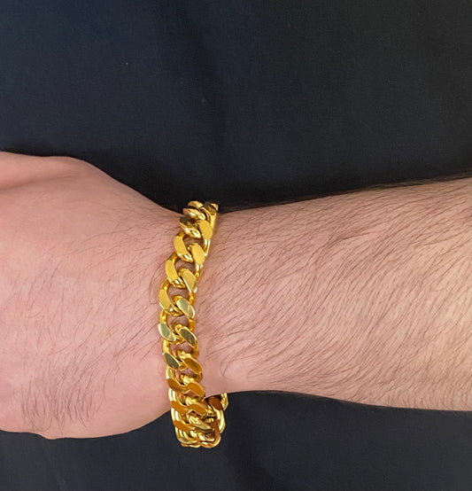 12MM Miami Cuban Bracelet - Yellow Gold