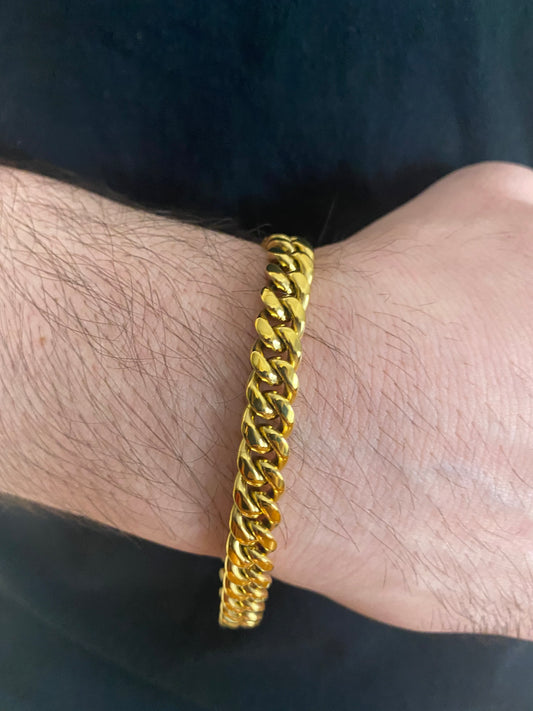 8MM Miami Cuban Bracelet - Yellow Gold