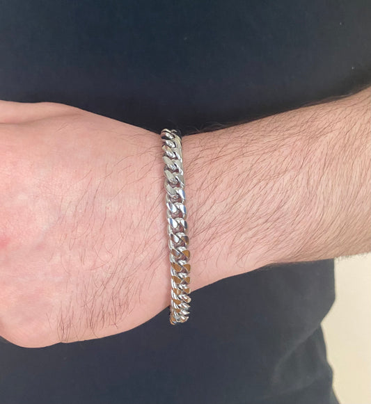 8MM Miami Cuban Bracelet - White Gold