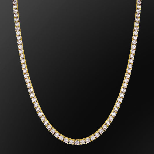 5MM Round Cut Tennis Chain - Yellow Gold